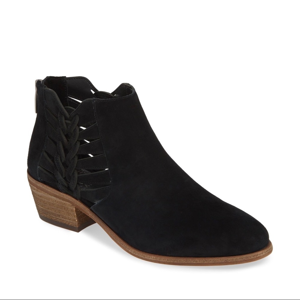 Vince Camuto Black Suede Prestetta Braided Ankle Bootie